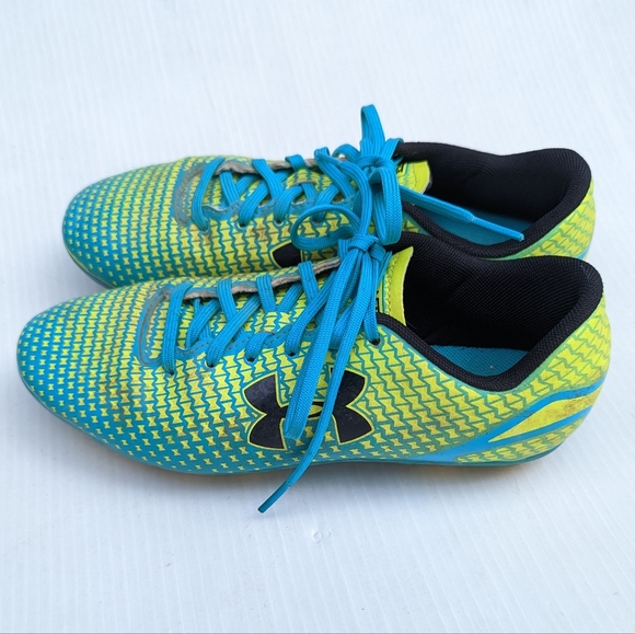 UNDER ARMOUR Force Blue and yellow soccer cleats youth size 5 - Picture 6 of 10